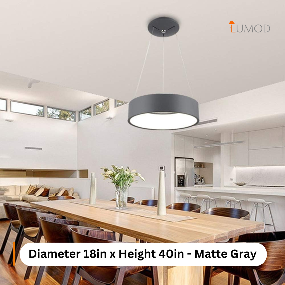 Elora | Matte Grey Round Pendant Light