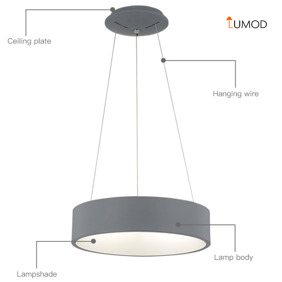 Elora | Matte Grey Round Pendant Light