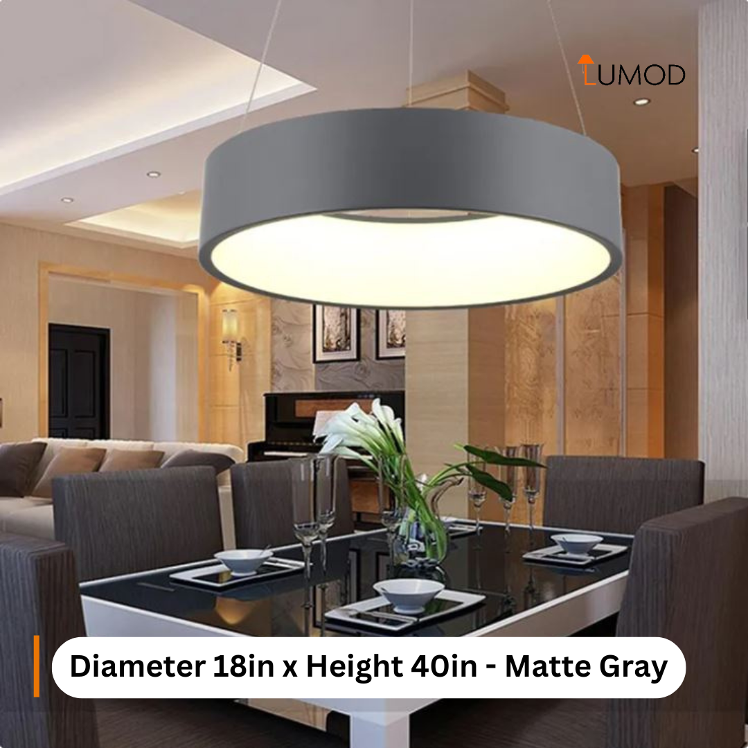 Elora | Matte Grey Round Pendant Light