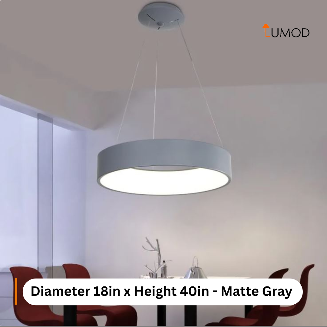Elora | Matte Grey Round Pendant Light