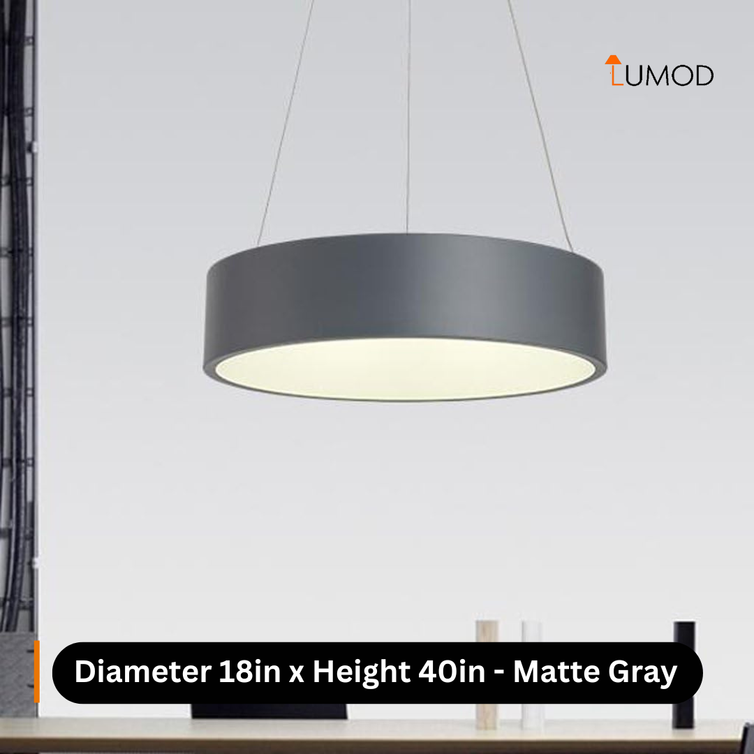 Elora | Matte Grey Round Pendant Light