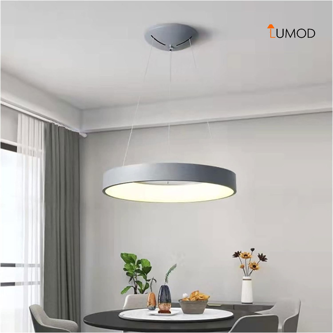 Elora | Matte Grey Round Pendant Light