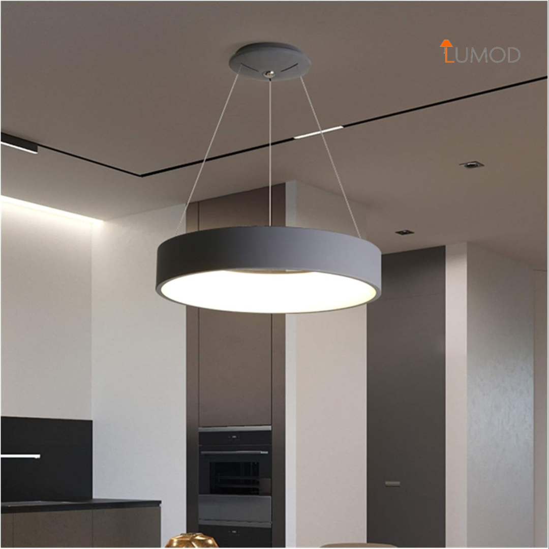 Elora | Matte Grey Round Pendant Light