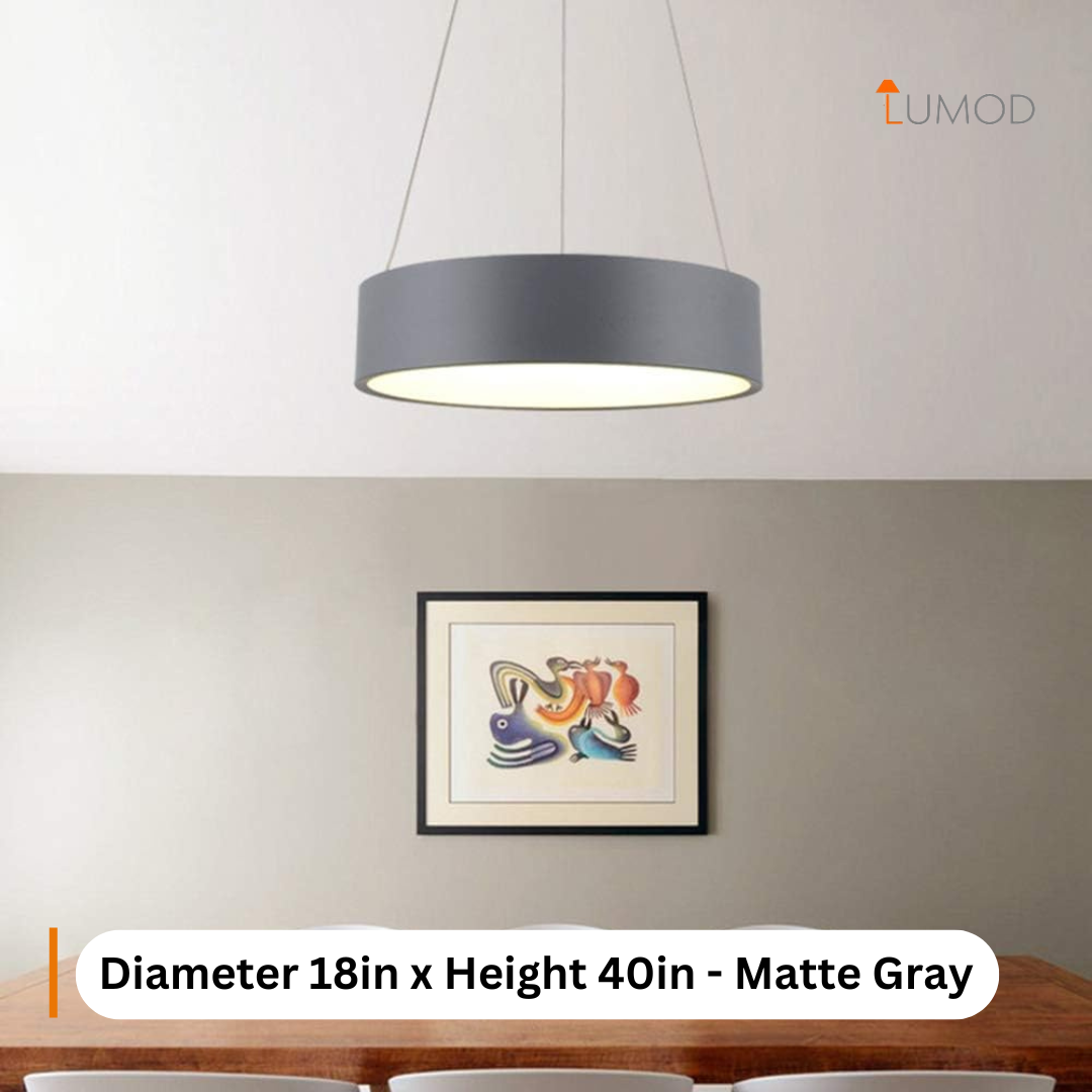 Elora | Matte Grey Round Pendant Light