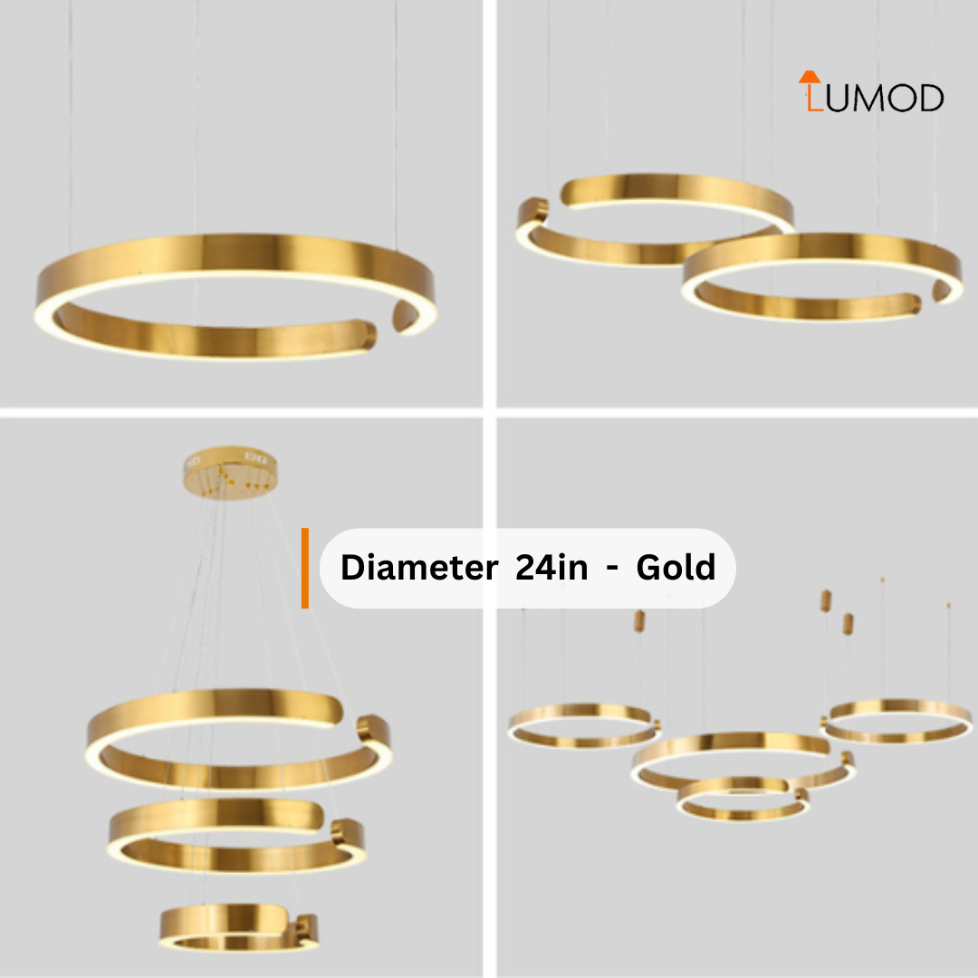 Isabella | Sleek Gold LED Hanging Rings Chandelier