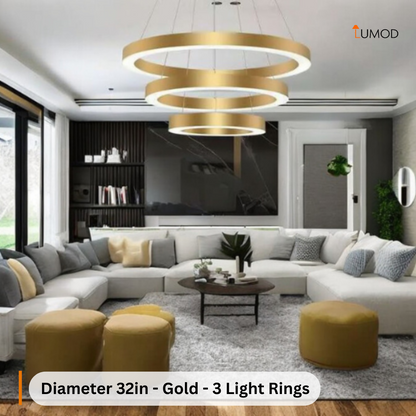 Faye | Multiple Ring LED Luxury Circular Gold Lighting