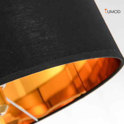 Monroe | Black and Gold Shallow Drum Bedside Table Lamp