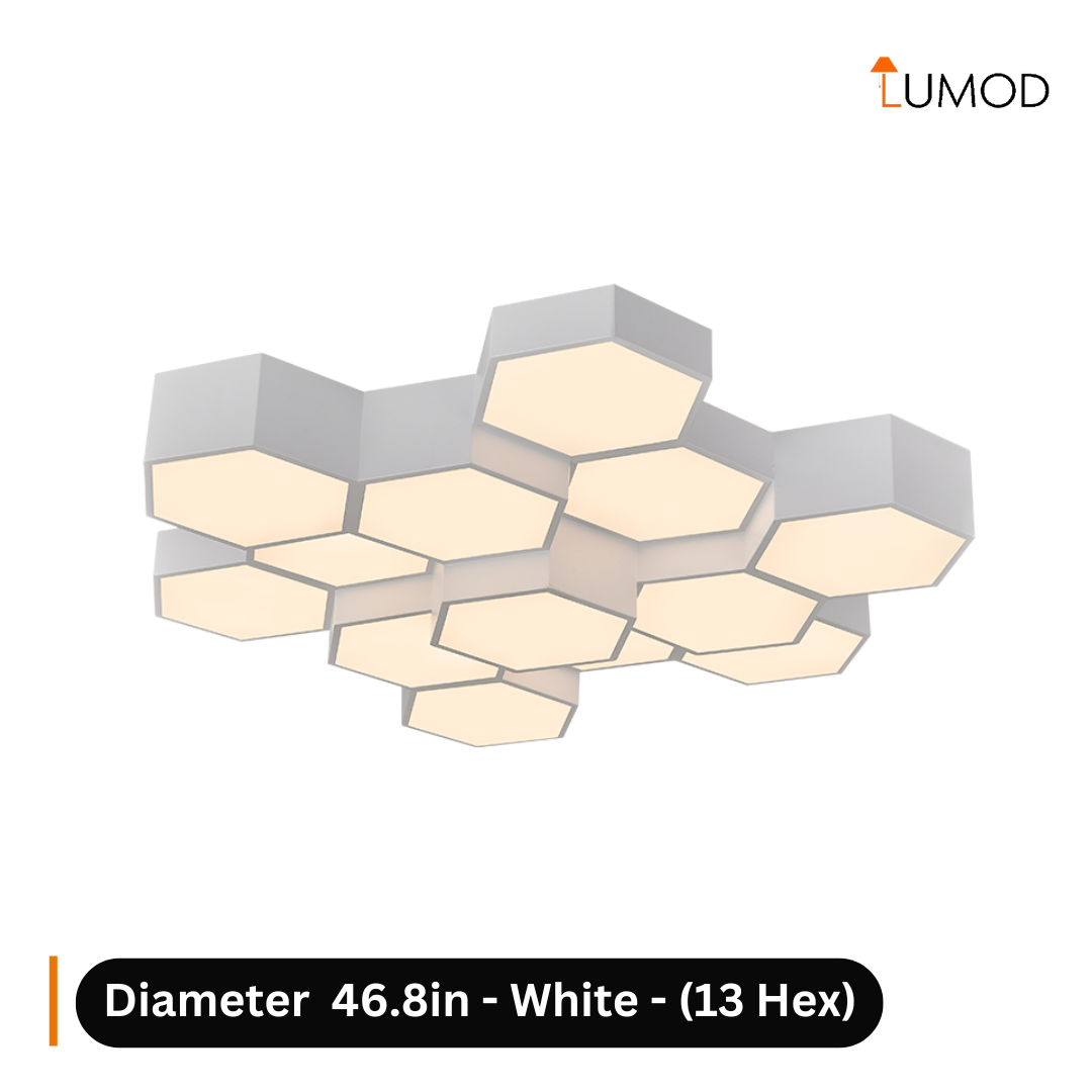 Bessie | Elegant White Hexagon Shaped LED Ceiling Light