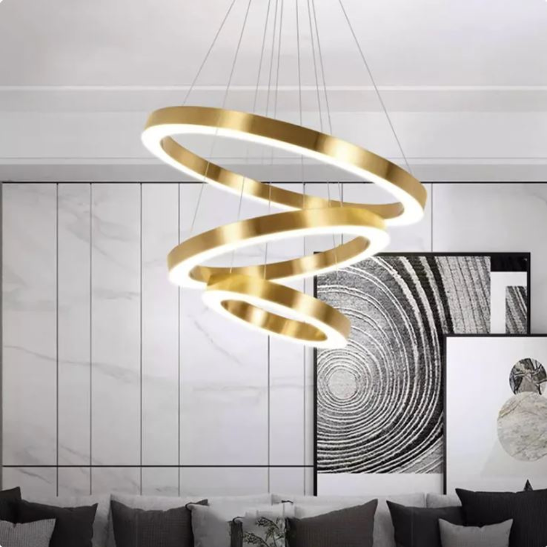 Faye | Multiple Ring LED Luxury Circular Gold Lighting